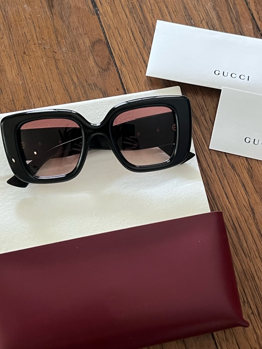 Gucci Black BUTTERFLY GOLD GG SUNGLASSES  50mm NEW $560 - Picture 3 of 14